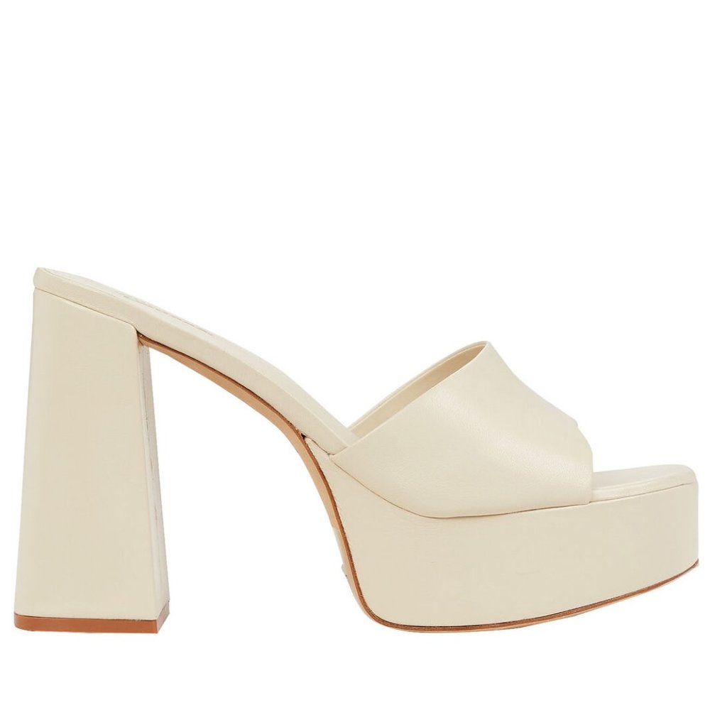 Larroudé Dolly Platform Sandal - Ivory - Size 8